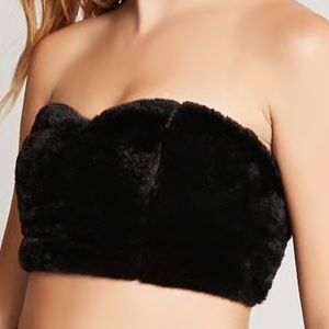 Black Fur Tube Top